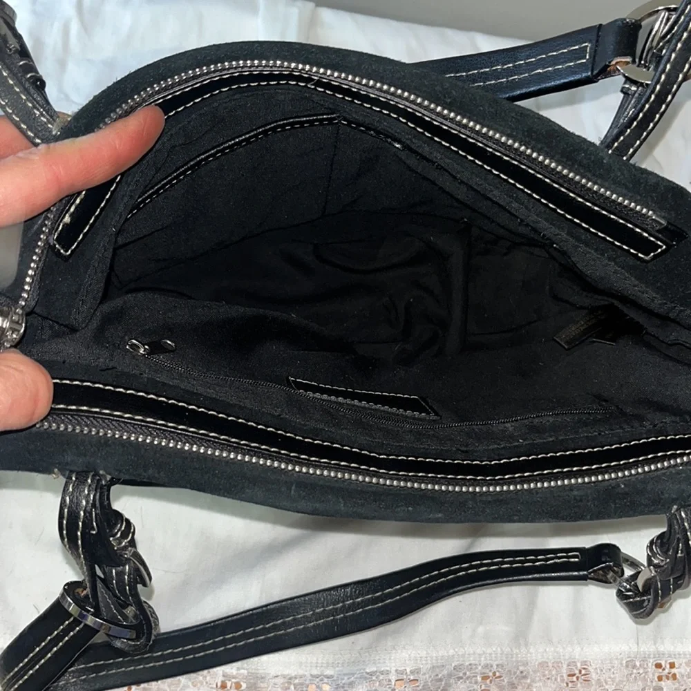 Etienne Aigner black leather shoulder purse (15” x 10.5” x  6”) - Picture 6 of 12